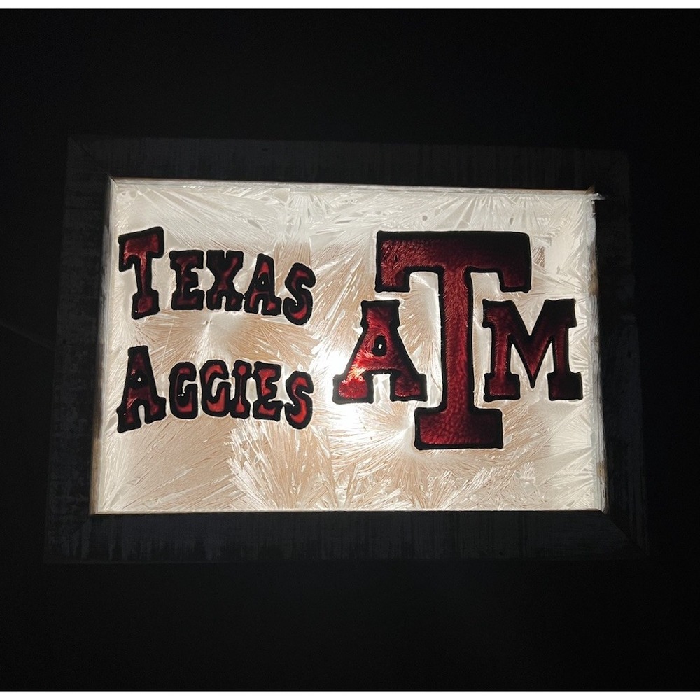 Vintage Texas A&M Stained‎ Glass Night Light Aggie Accent Lamp  Rustic 11 X 8